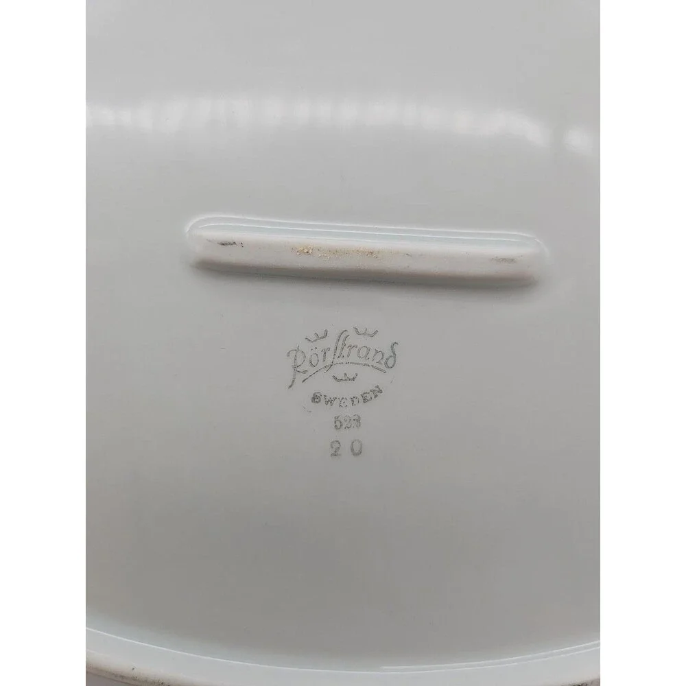 Rorstrand Sweden Oval Porcelain Platter #523 Gold Ribbon Pattern 13.25
